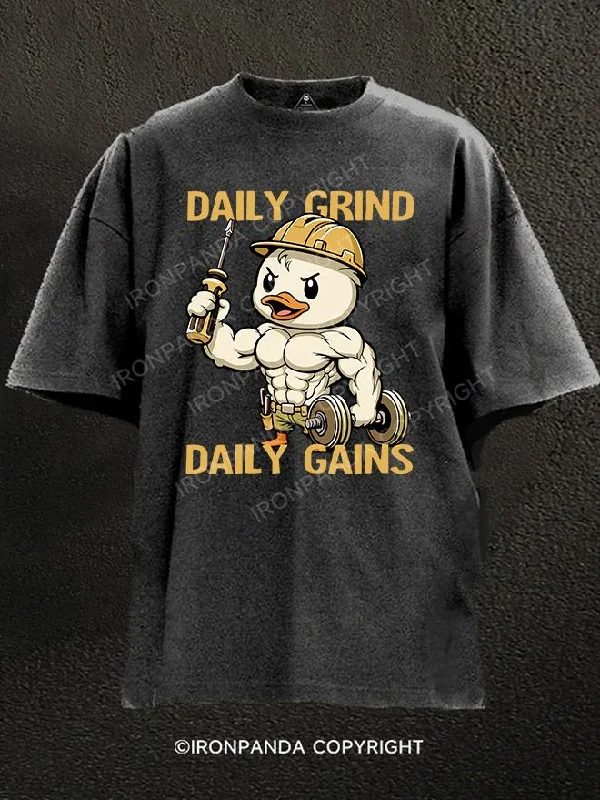 Summer T-Shirt-Daily Grind, Daily Gains Washed Gym Shirt