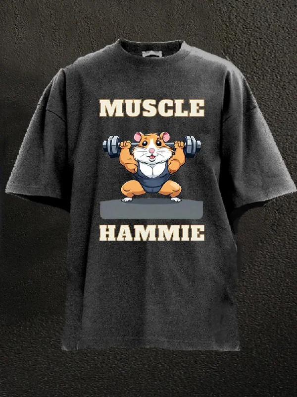 Floral T-Shirt-Muscular hamster Washed Gym Shirt