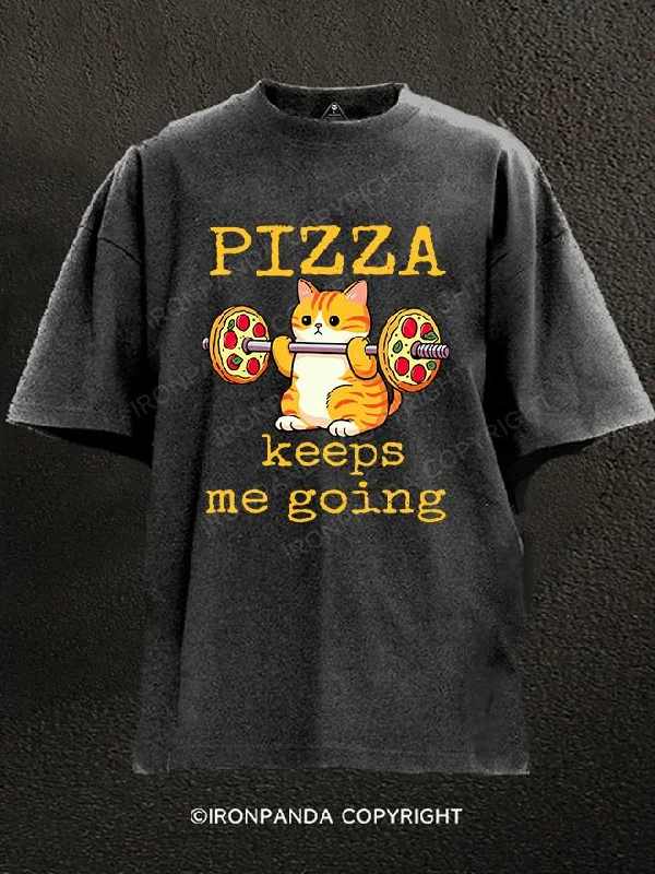 Logo T-Shirt-Pizza keeps me going Washed Gym Shirt