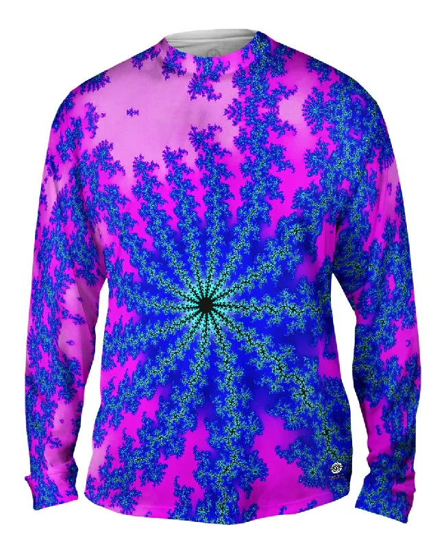 Fur Lined Long Sleeve-Blue Pink Flower Vector