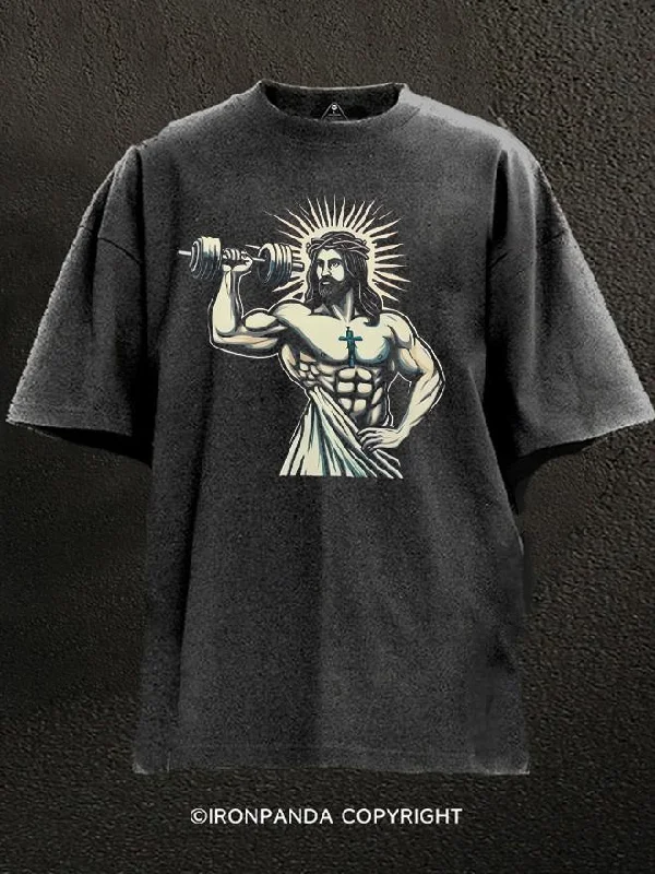 Lightweight Casual T-Shirt-Lifting Jesus Washed Gym Shirt