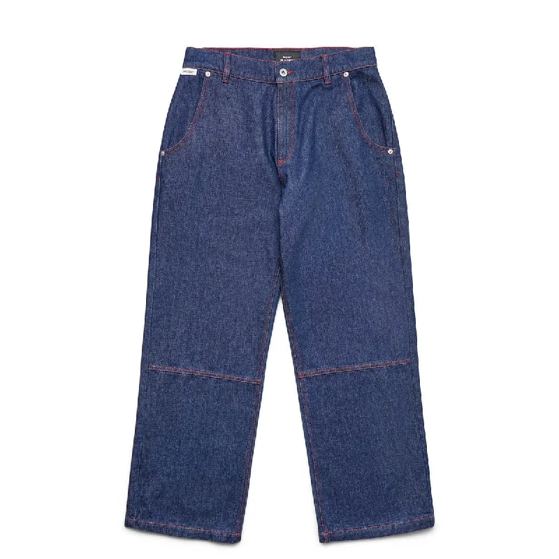 Pleated Pants-BAGGY DENIM TROUSERS WOVEN