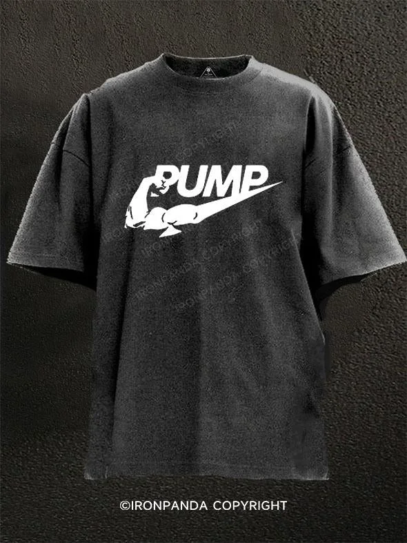 Bold Print T-Shirt-PUMP Washed Gym Shirt