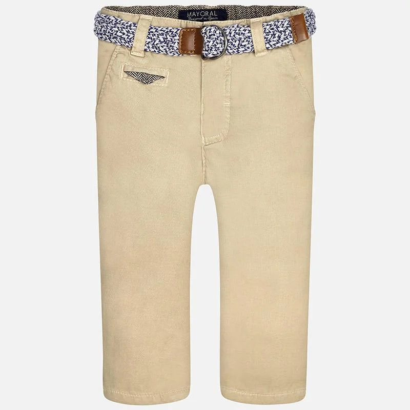 Embroidered Pants-Mayoral Boys Tan Chinos