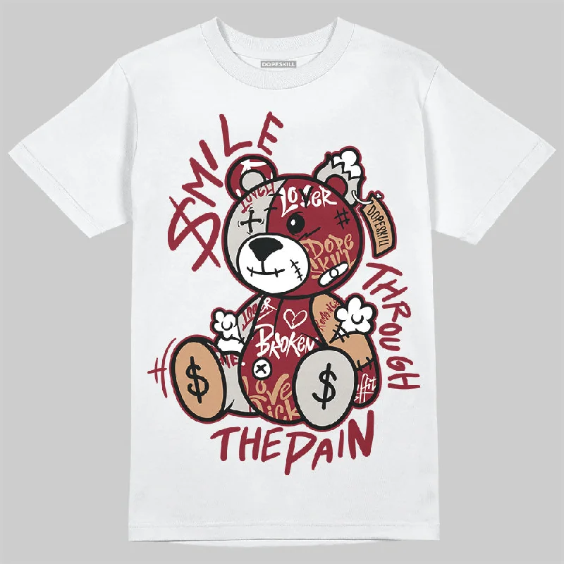 Elegant T-Shirt-Samba OG Collegiate Burgundy DopeSkill T-Shirt Smile Through The Pain Graphic