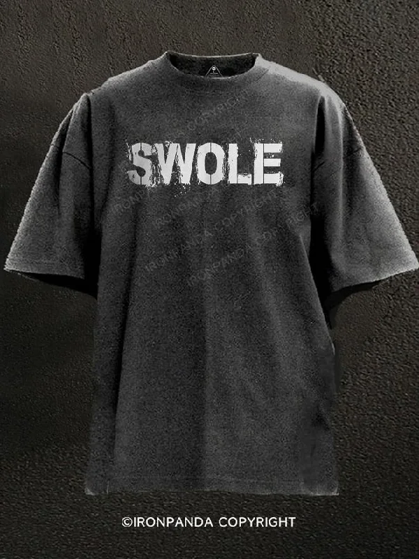 Funny Saying T-Shirt-Swole Washed Gym Shirt