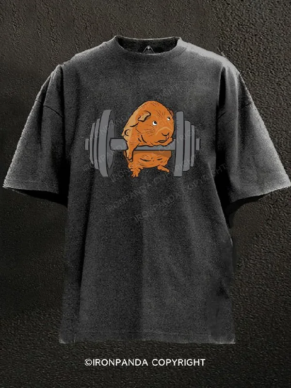 Geometric T-Shirt-Gym Hamster Washed Gym Shirt