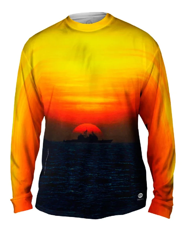 Hiking Long Sleeve-Ship With Setting Sun