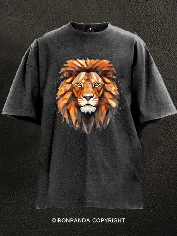 Vintage Wash T-Shirt-lion Washed Gym Shirt