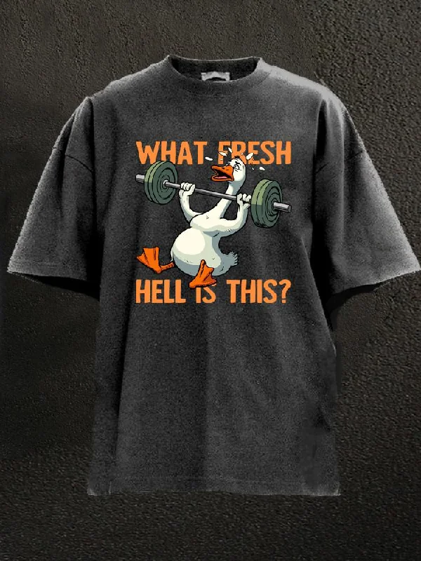 Logo T-Shirt-what fresh hell is this  Washed Gym Shirt