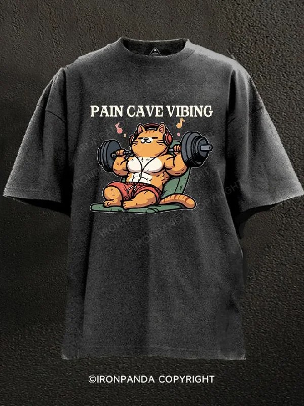 Layering T-Shirt-Pain cave vibing Washed Gym Shirt