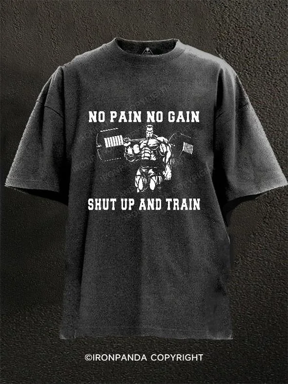 Abstract Art T-Shirt-No Pain No Gain Washed Gym Shirt