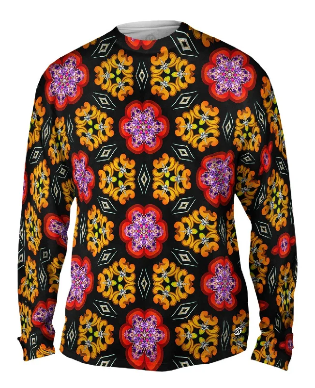 Contrast Stitch Long Sleeve-Pittsburgh Flowers Pattern