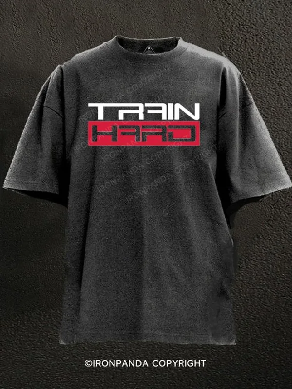 Sports T-Shirt-TRAIN HARD Washed Gym Shirt