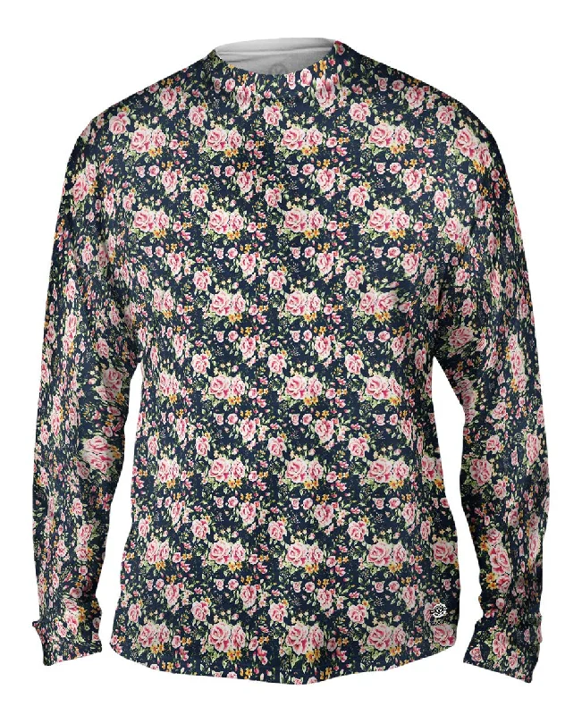 Baseball Long Sleeve-Hipster Flowers Pattern