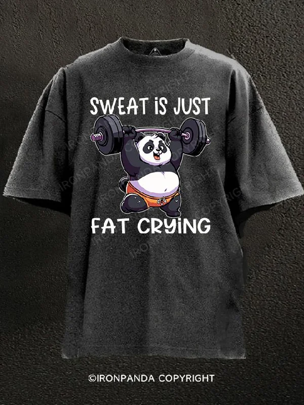 Embroidered T-Shirt-Sweat is Just panda Washed Gym Shirt