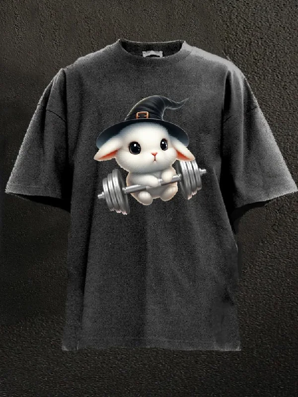 Grunge T-Shirt-WITCH RABBIT LIFTING Washed Gym Shirt