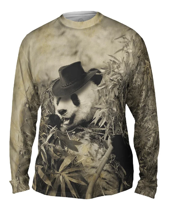 Ribbed Long Sleeve-Bamboo Cowboy Panda