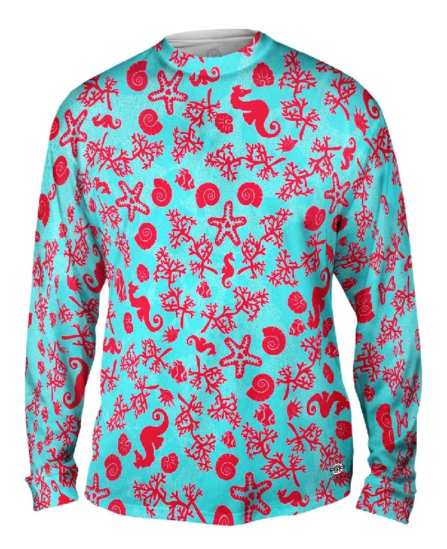 Training Long Sleeve-Beach Day Seahorse Coral Pattern