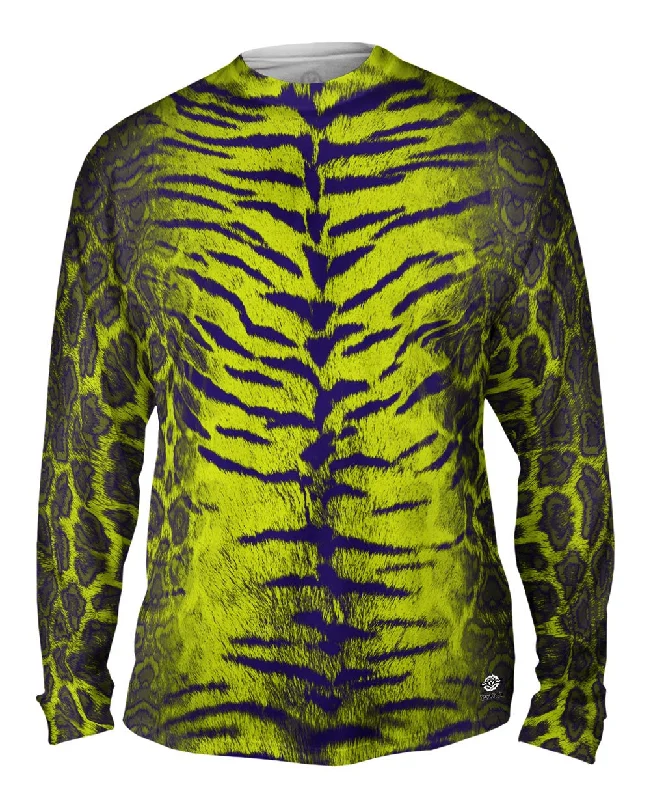 Streetwear Long Sleeve-Tiger Leopard Skin Purple Lime Green