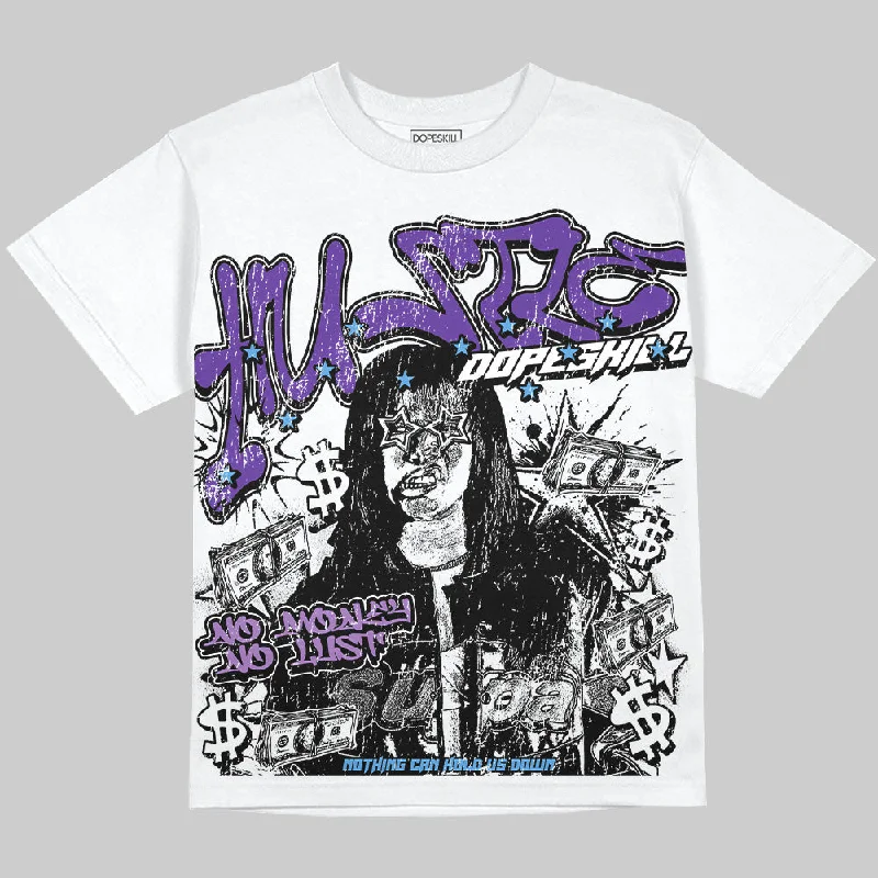 Geometric T-Shirt-PURPLE Collection DopeSkill Oversize Print T-Shirt No Money No Lust Graphic