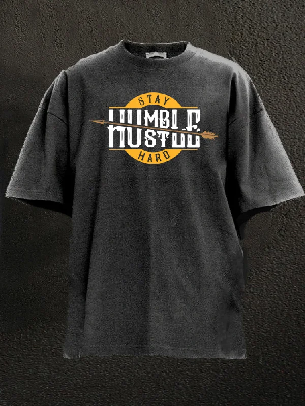 Trendy T-Shirt-Stay Humble Hustle Hard Washed Gym Shirt