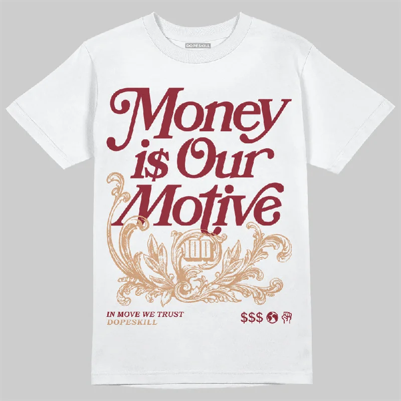 Embroidered T-Shirt-Samba OG Collegiate Burgundy DopeSkill T-Shirt Money Is Our Motive Typo Graphic