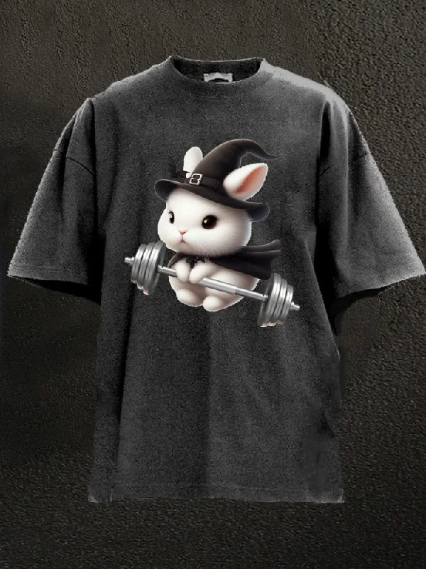 Limited Edition T-Shirt-WITCH RABBIT LIFTING Washed Gym Shirt