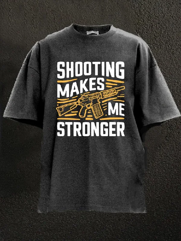 Unique Design T-Shirt-Shooting Makes Me Stronger Washed Gym Shirt