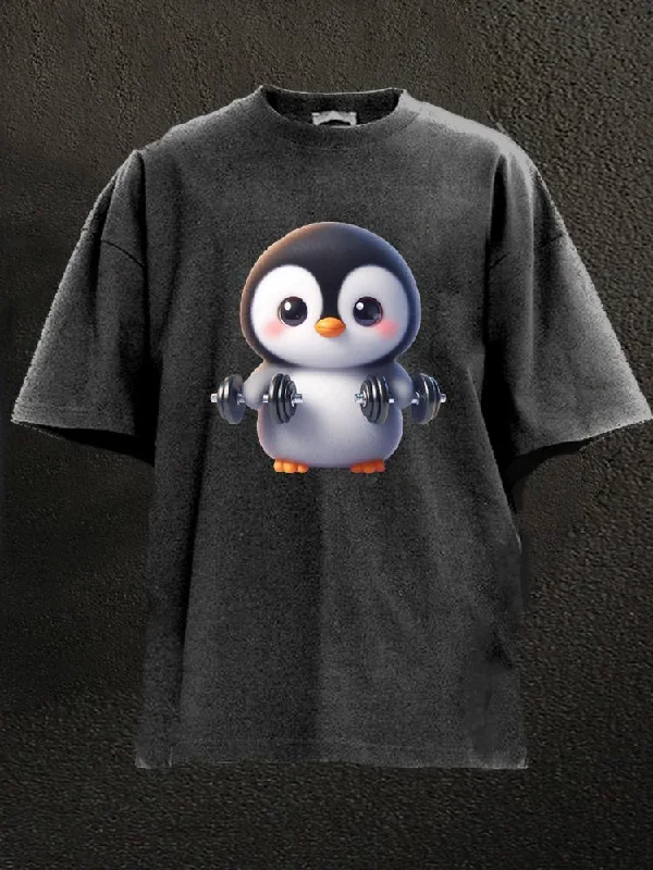 Rock Band T-Shirt-Gym Penguin Washed Gym Shirt