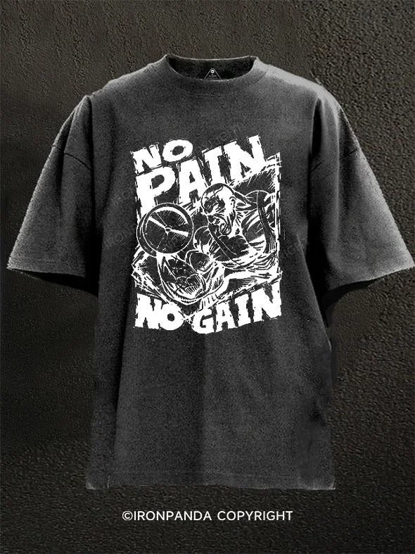 Cycling T-Shirt-NO PAIN NO GAIN Washed Gym Shirt