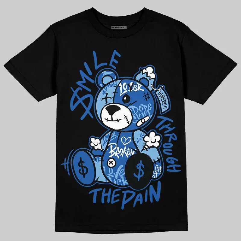 Graphic T-Shirt-Foamposite One Dark Neon Royal DopeSkill T-Shirt Smile Through The Pain Graphic