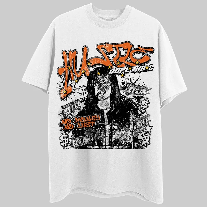 Embroidered T-Shirt-Orange Black White DopeSkill T-Shirt No Money No Lust Graphic