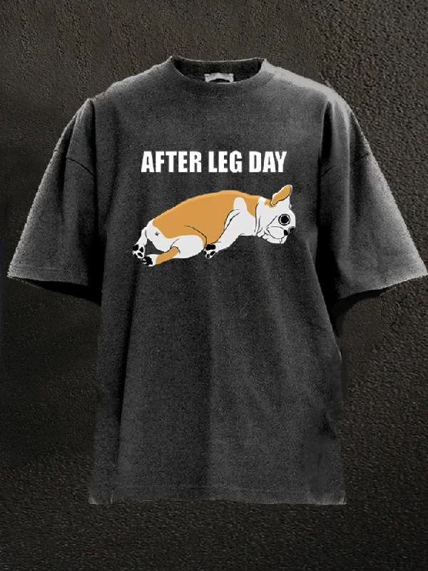 Abstract Art T-Shirt-After Leg Day Pug Washed Gym Shirt