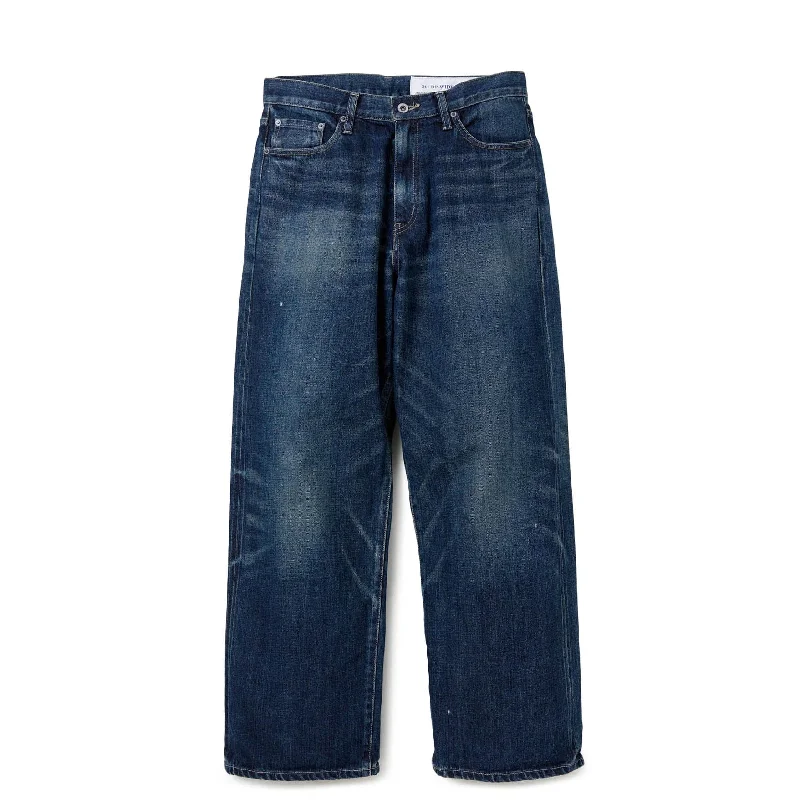 Hiking Pants-WASHED DENIM DP WIDE PANTS