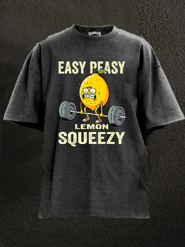 Summer T-Shirt-Easy Peasy Lemon Squeezy Washed Gym Shirt