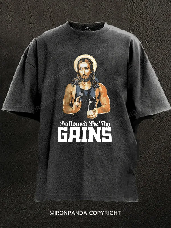 Anime T-Shirt-Hallowed Be Thy Gains Muscle Jesus Washed Gym Shirt