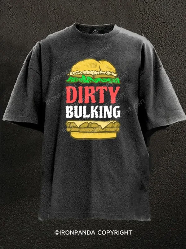 Elegant T-Shirt-DIRTY BULKING BURGER Washed Gym Shirt