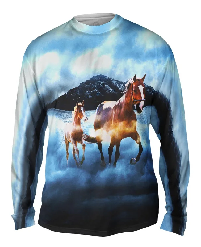 Contrast Stitch Long Sleeve-Horse Clouds