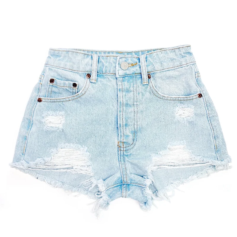 Soft Shorts-Distressed High Waisted Denim Shorts  - The Clementine