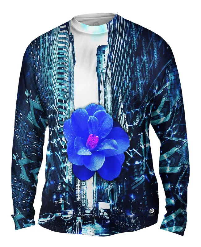 Artistic Long Sleeve-City Blue Flower Script