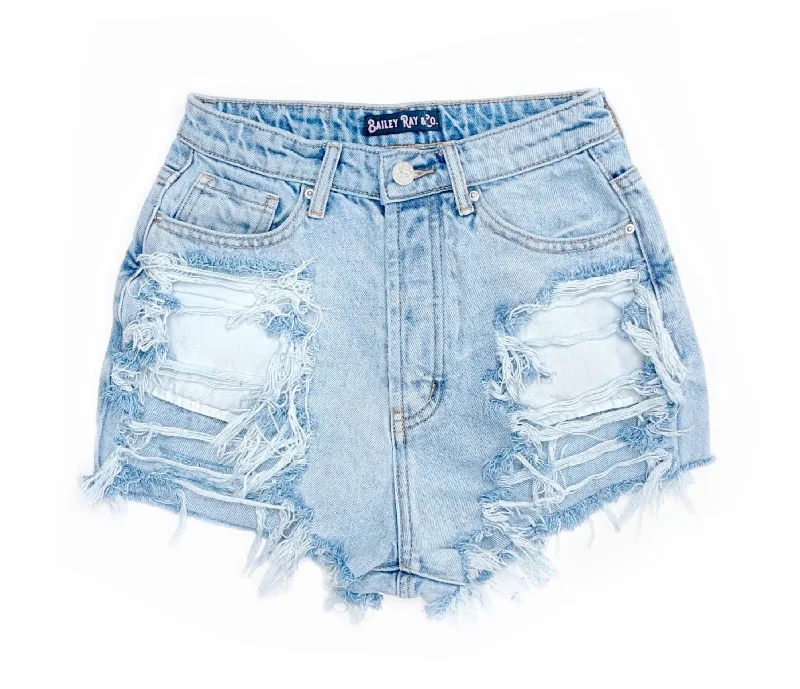 Summer Shorts-Shredded Distressed High Waisted Denim Shorts  - The Lila