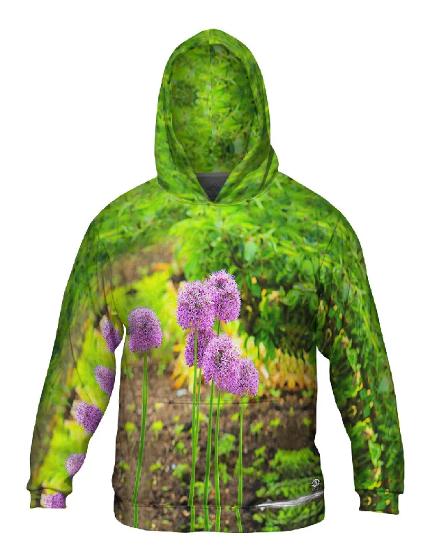 Wool Blend Hoodie-Pretty Purple Flowers