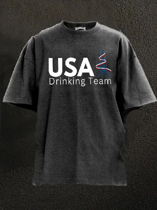 Oversized T-Shirt-USA Drinking Team Washed Gym Shirt