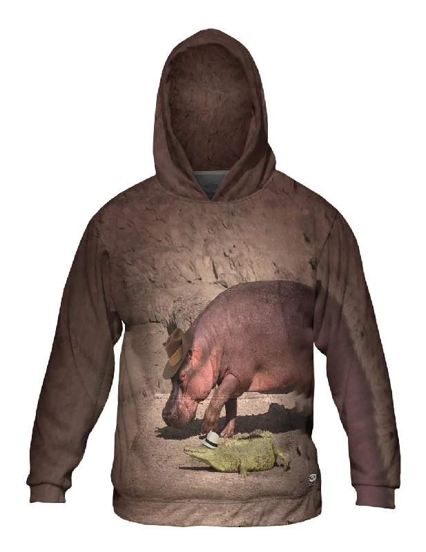 Military Hoodie-Hippo And Crocodile Walk