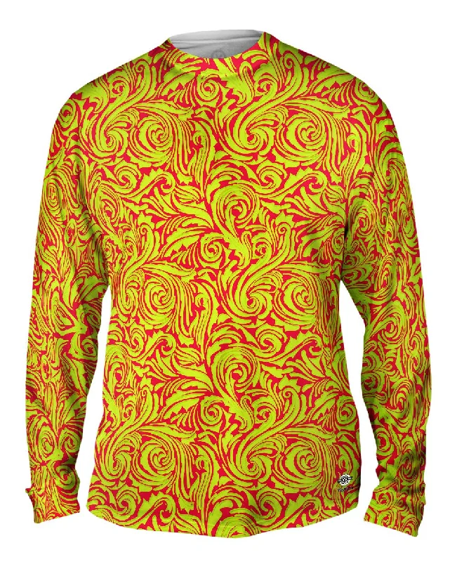 Basketball Long Sleeve-Autumn Me Pink Leaf Swirls Pattern