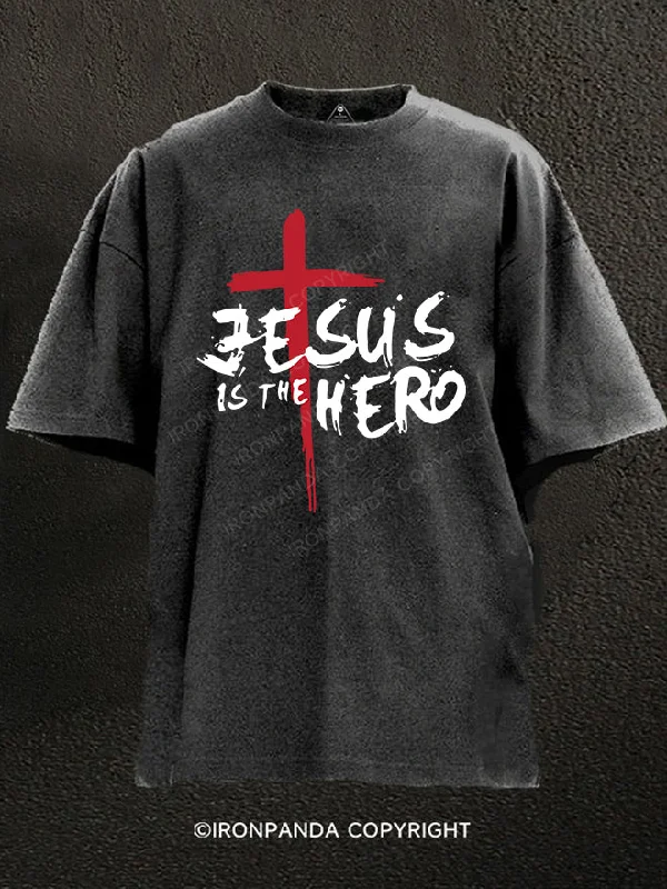 Modern Fit T-Shirt-JESUS IS THE HERO Washed Gym Shirt