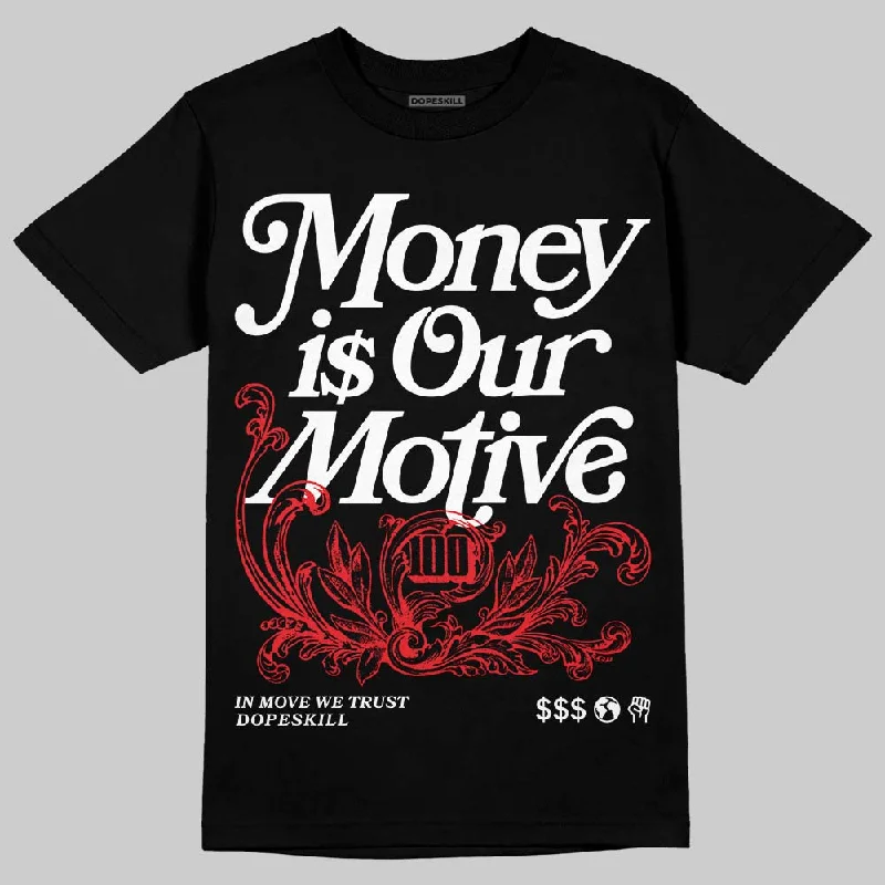 Relaxed Fit T-Shirt-Rick Owens Black Leather Sneaker DopeSkill T-Shirt Money Is Our Motive Typo Graphic