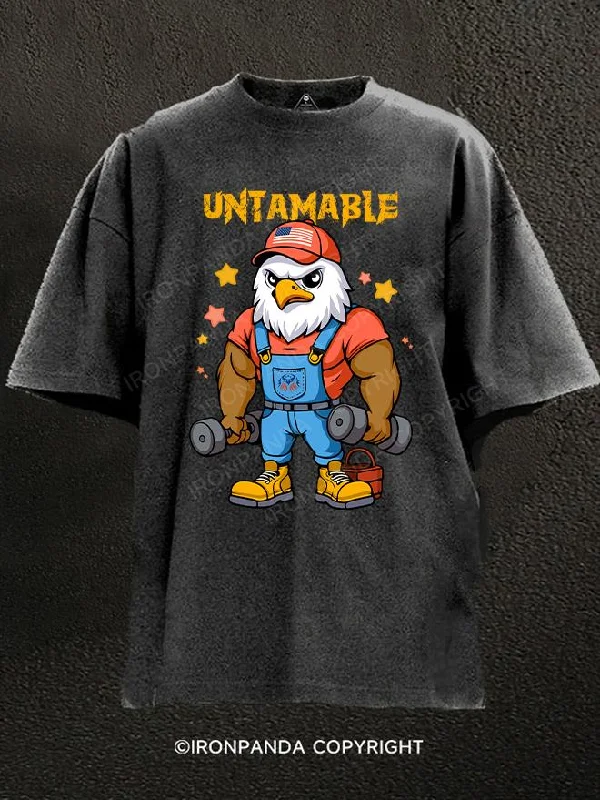 Soft T-Shirt-UNTAMABLE EAGLE Washed Gym Shirt