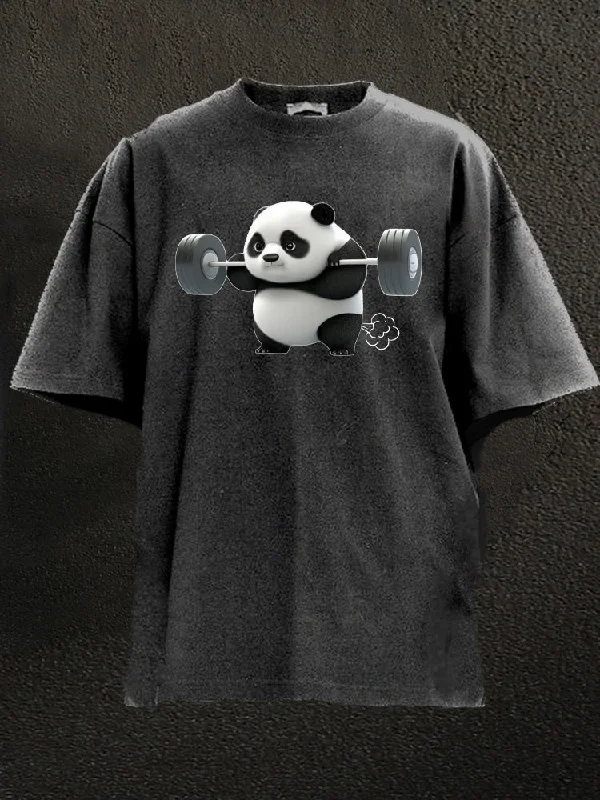 Camouflage T-Shirt-Gym Panda Power Fart Washed Gym Shirt